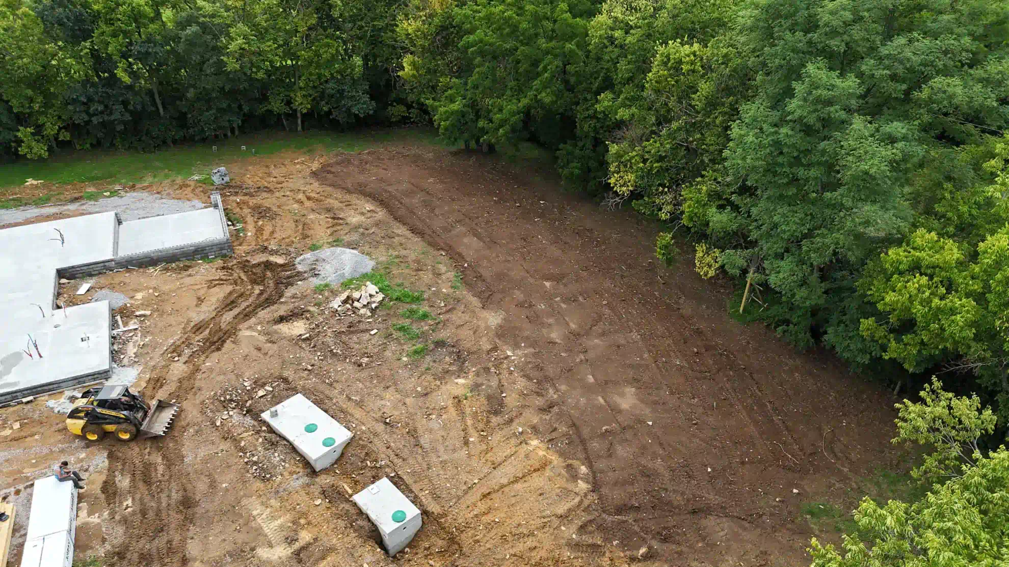 aerial view of construction site excavation and land grading service
